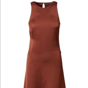 Banana Republic Asymmetrical Rust Satin Dress